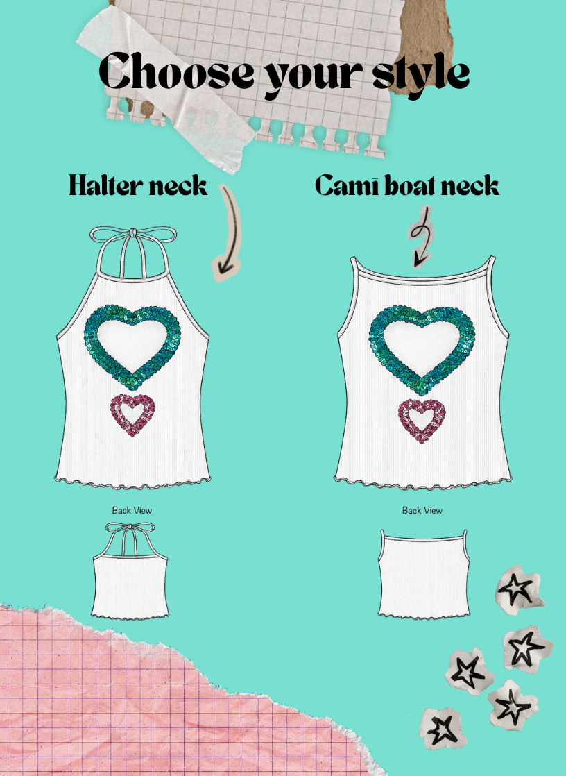 Sequin Heart Top - Lilac & Pink (2 style options available)