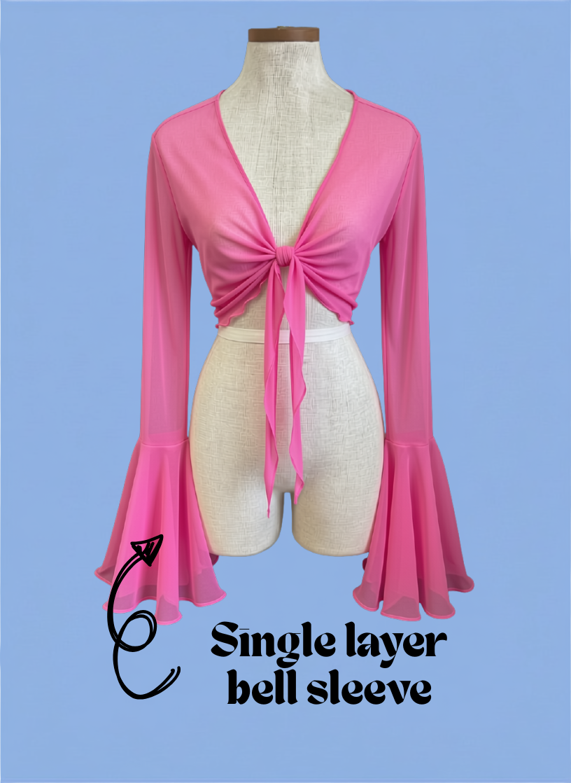 Choose your print or colour -tie front shrug with floaty or Bell sleeves