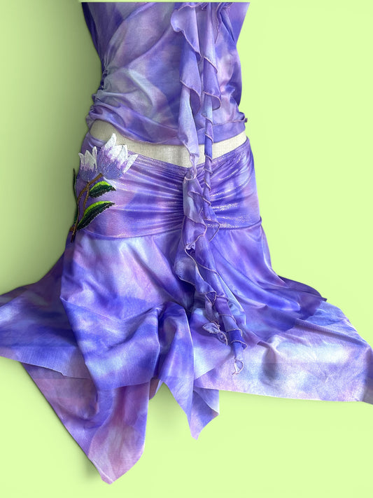 Pastel Fairy asymetric hankerchief hem layered mini (or midi) skirt