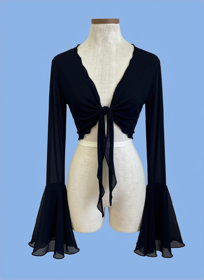 Choose your print or colour -tie front shrug with floaty or Bell sleeves