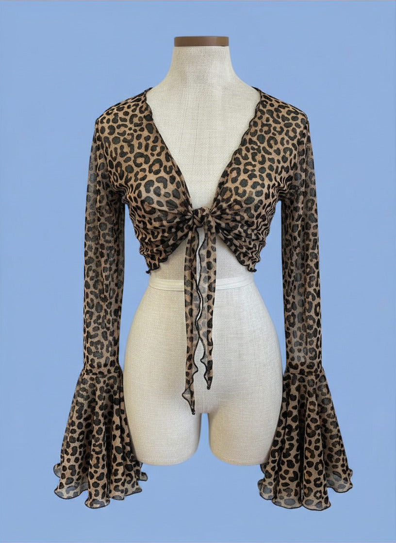 Choose your print or colour -tie front shrug with floaty or Bell sleeves