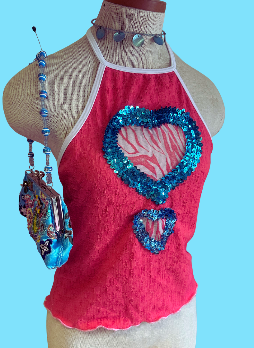 Sequin Heart Top - Pink & Zebra  (2 style options available)
