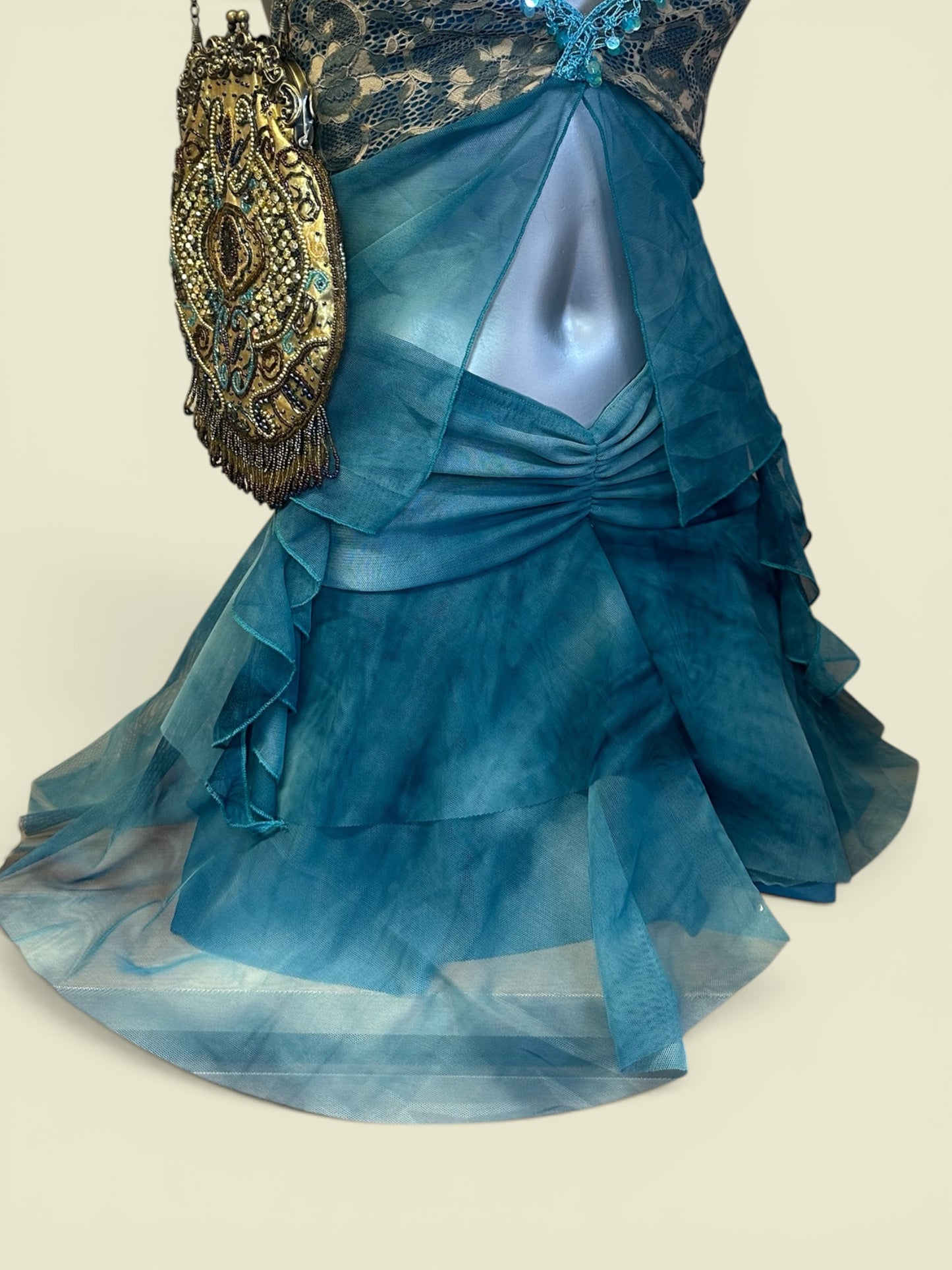 Teal'in Wild asymetric hankerchief hem layered mini (or midi) skirt